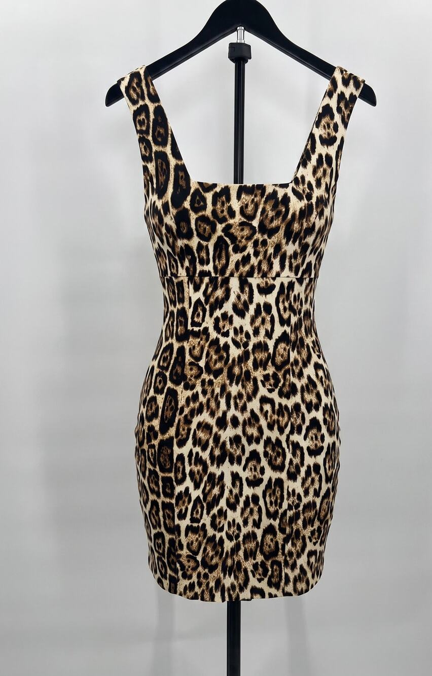 Alice + Olivia Leopard Print Bodycon Mini Dress Cutout Back